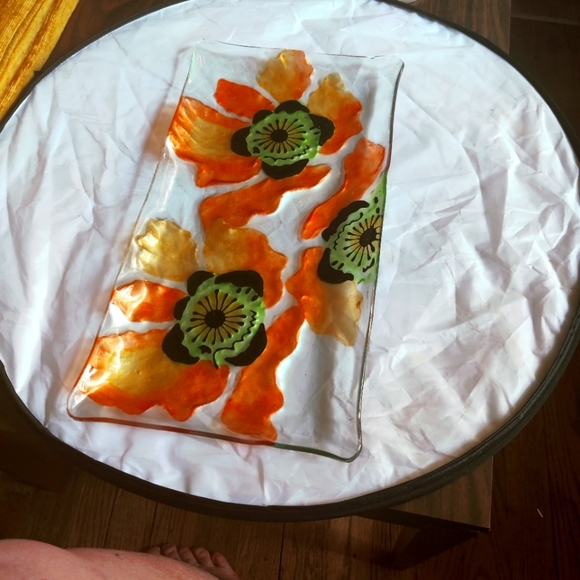 Colorful Floral Glass Tray - Picture 1 of 3